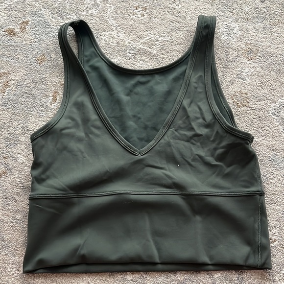 Olive green lululemon power pivot ribbed tank top. Size 8. - Picture 2 of 2